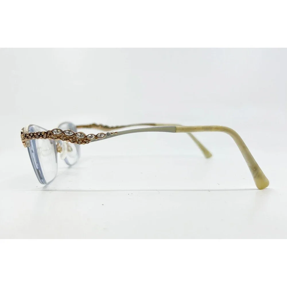 Diva Eyeglasses Women Gold Rhinestone Half Rim 5546 54-16-135